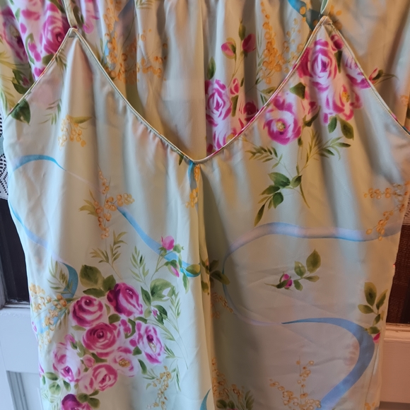 Oscar de la Renta Mint Green Floral Nighty Set - Picture 4 of 5